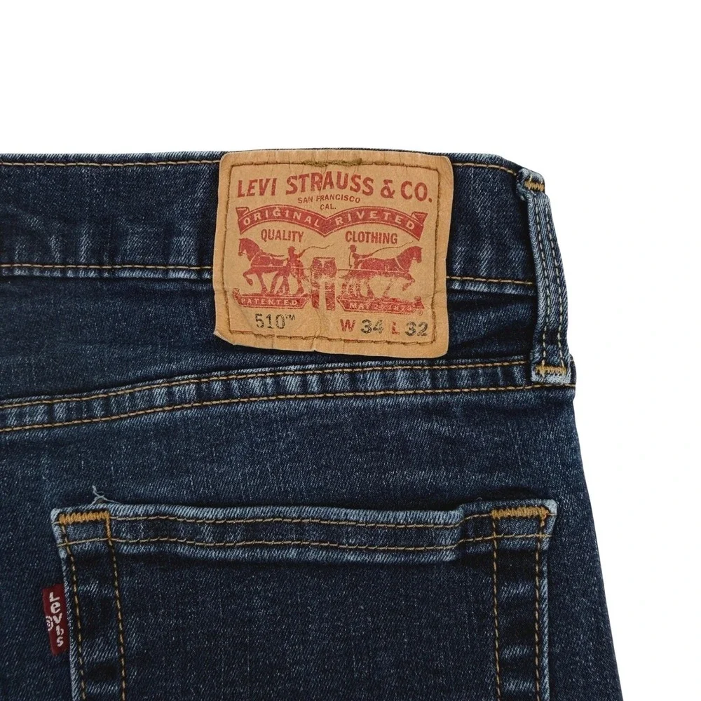 Levi's 510 Jeans Mens 32x30 (Tag 34x32) Dark Blue Denim Skinny Stretch Classic